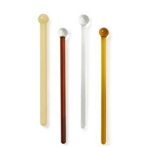 Sembla - Sembla Short Glass Drink Stirrers (Set of 4) - Amber Assorted